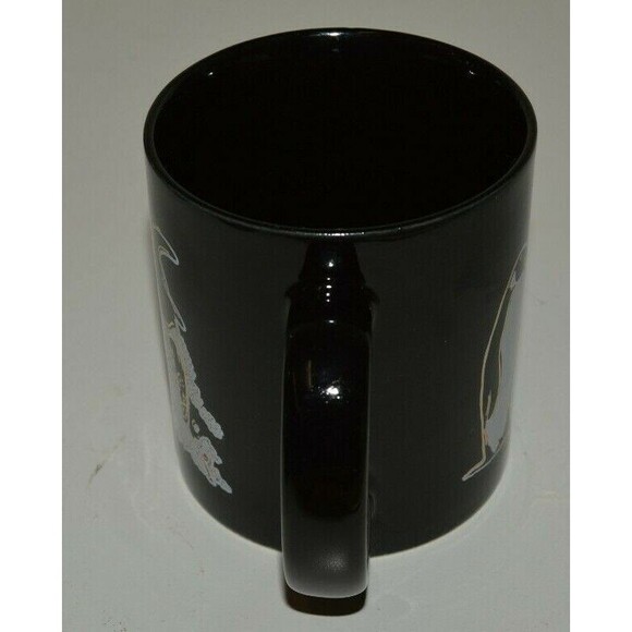 Nice Vintage SEA WORLD Penguins Whale Black & Gold Ceramic Coffee Mug Rare - Picture 4 of 8